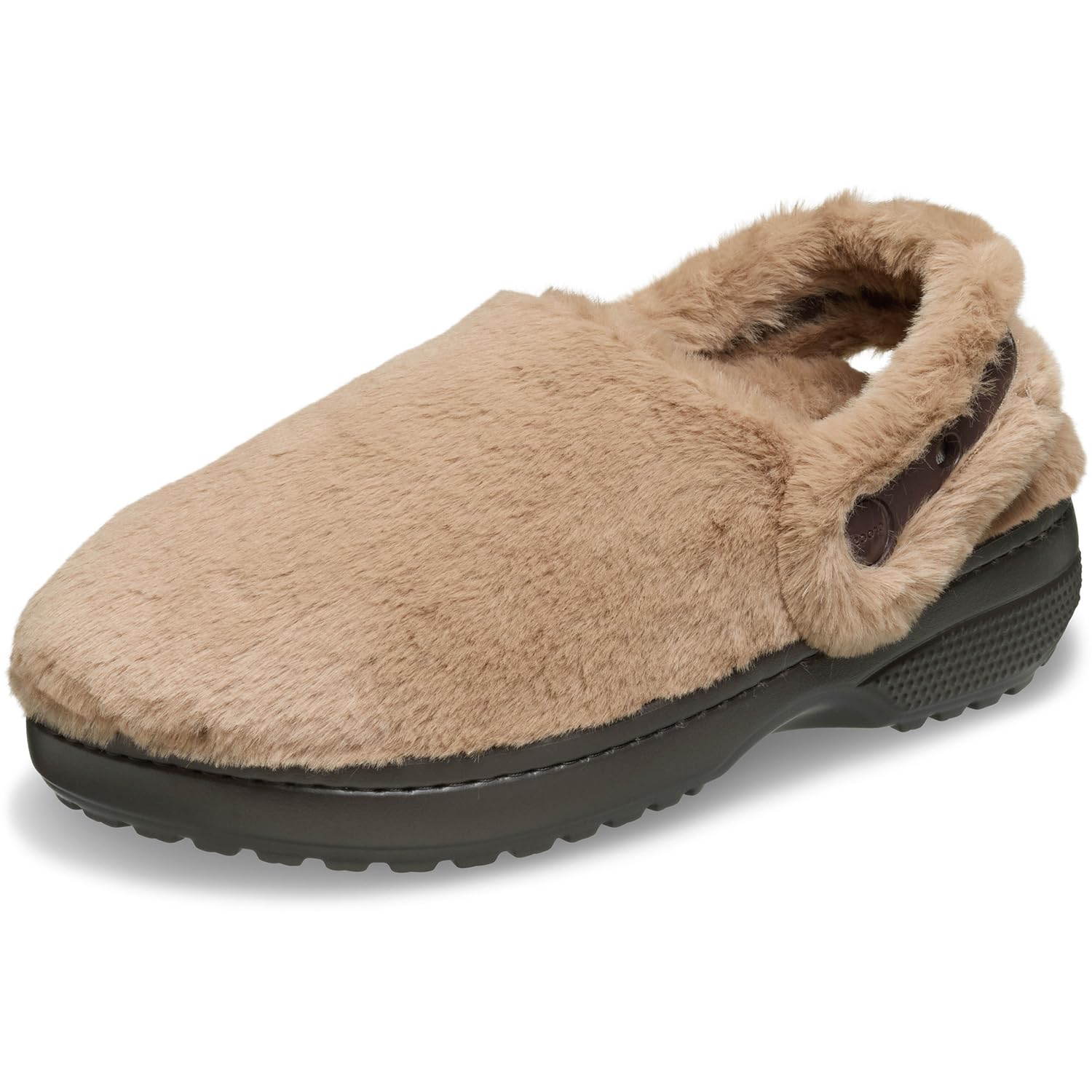 Crocs Classic Раскладывающиеся меховые клоги-тапочки, Цвет Молочный Шоколад, Размер 11 Женский/9 Мужской.