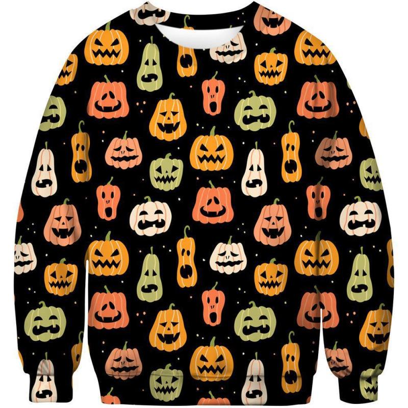 Autumn 3D Pumpkin Series Printed Sweatshirts Fashionable Casual Sports Long Sleeved Men's Sweatshirts