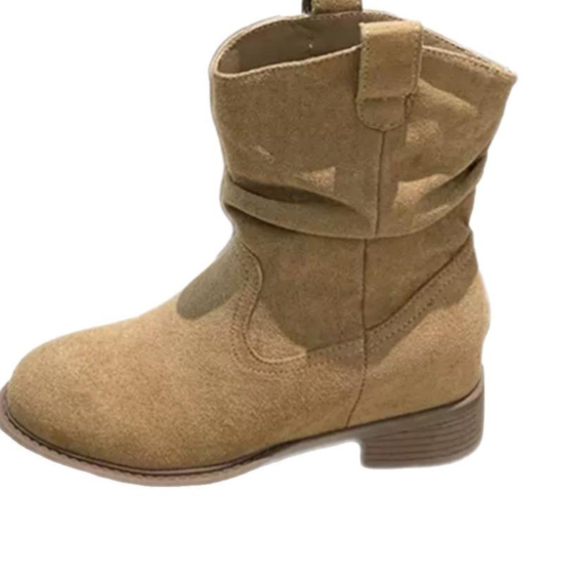 With Skirt Western Cowboy Fashion Boots Women's New Wasteland Wind Square Heel Inner Heightening Pile Boots Women's Boots