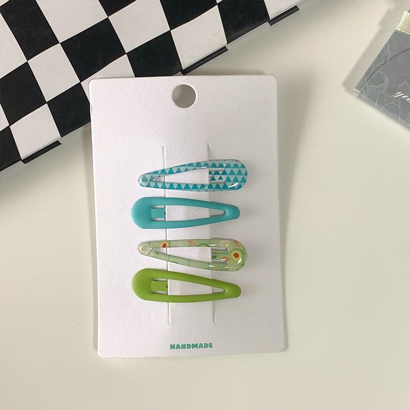 Plaid Print BB Hair Clip Girl Korean Style Simple Fashion Strawberry Floral Side Clip Hair Accessories