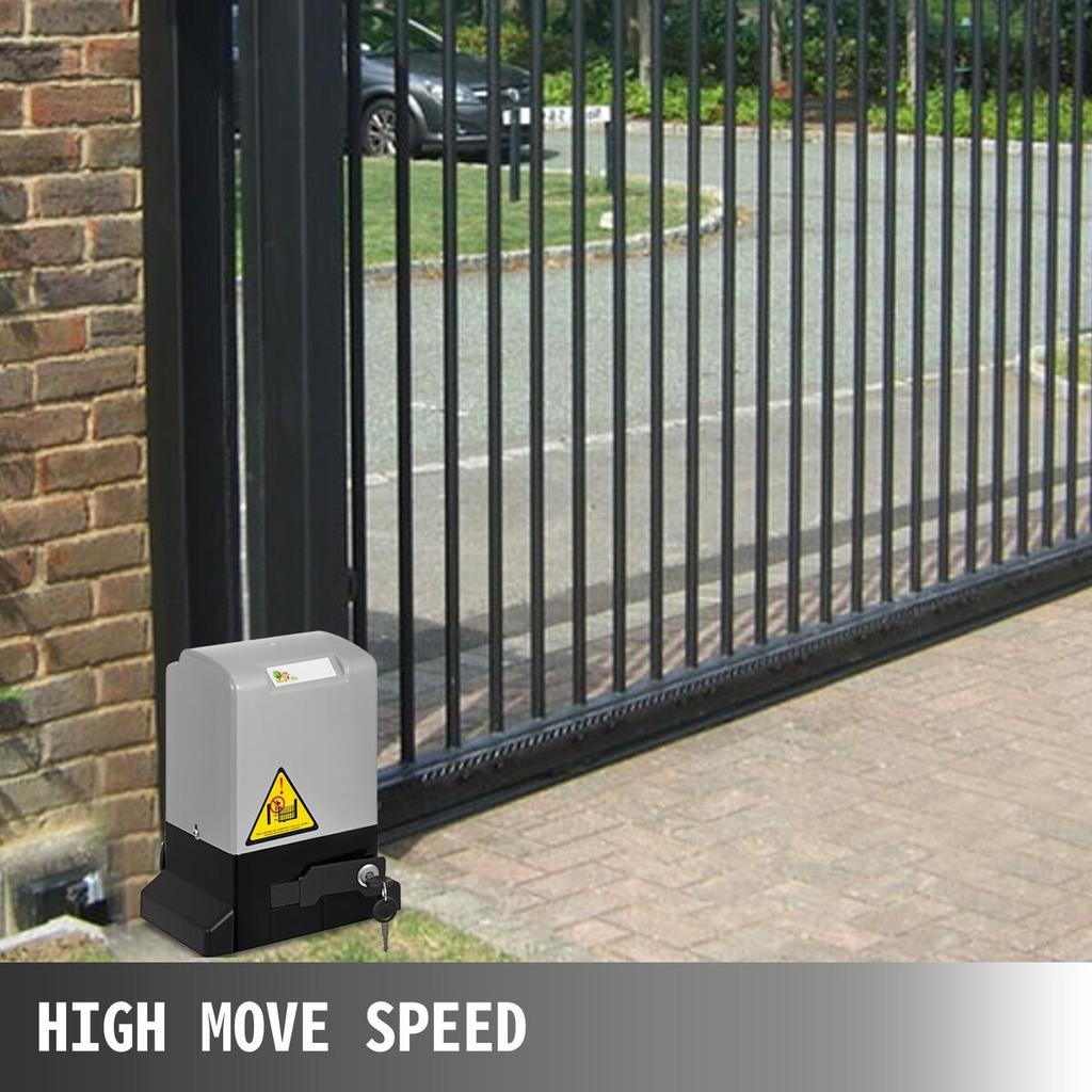Automatic Gate Opener 1300lbs, with Infrared Security Photocell Sensor with 2 Remote Controls Sliding Gate Opener Move Speed 39 Ft Per Min