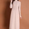 Solid-color Sweater Dress for Women's Autumn and Winter Casual Half Turtleneck Sweater A-line Dress
