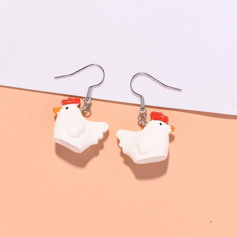 Cute Cartoon Chick Earrings , Resin Animal Drop Earrings , Novelty Funny Chick Earrings for Women , Simple Style