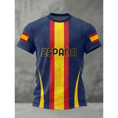 2026 Summer Spain Football Jerseys for Men Classic God Spain Short Sleeve Tees Casual O-Neck Sports Style T-Shirt Man Clothing