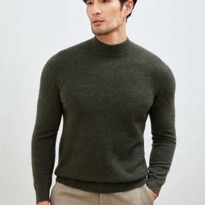 2024 Autumn/Winter Men's Versatile Cashmere Wool Pullover Sweater - Half-High Neck, Casual & Business.