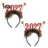 Joyful Atmosphere Party Gear 2 Pcs 2027 New Year Eyeglasses, Plastic Glitter Number Glass Frame, Durable Wear Shiny Unisex Headband for Eve