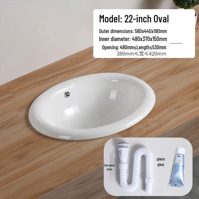 Qiaoxiuyyao Semi-Recessed Oval Ceramic Washbasin