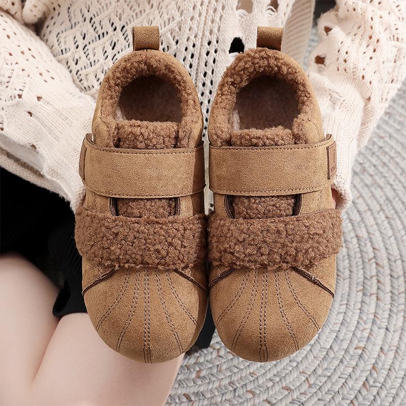 Fleece Velcro Birkenstocks Women's 2026 Winter Muffin Thick-soled Height-increasing Warm Cotton Shoes Casual Shoes