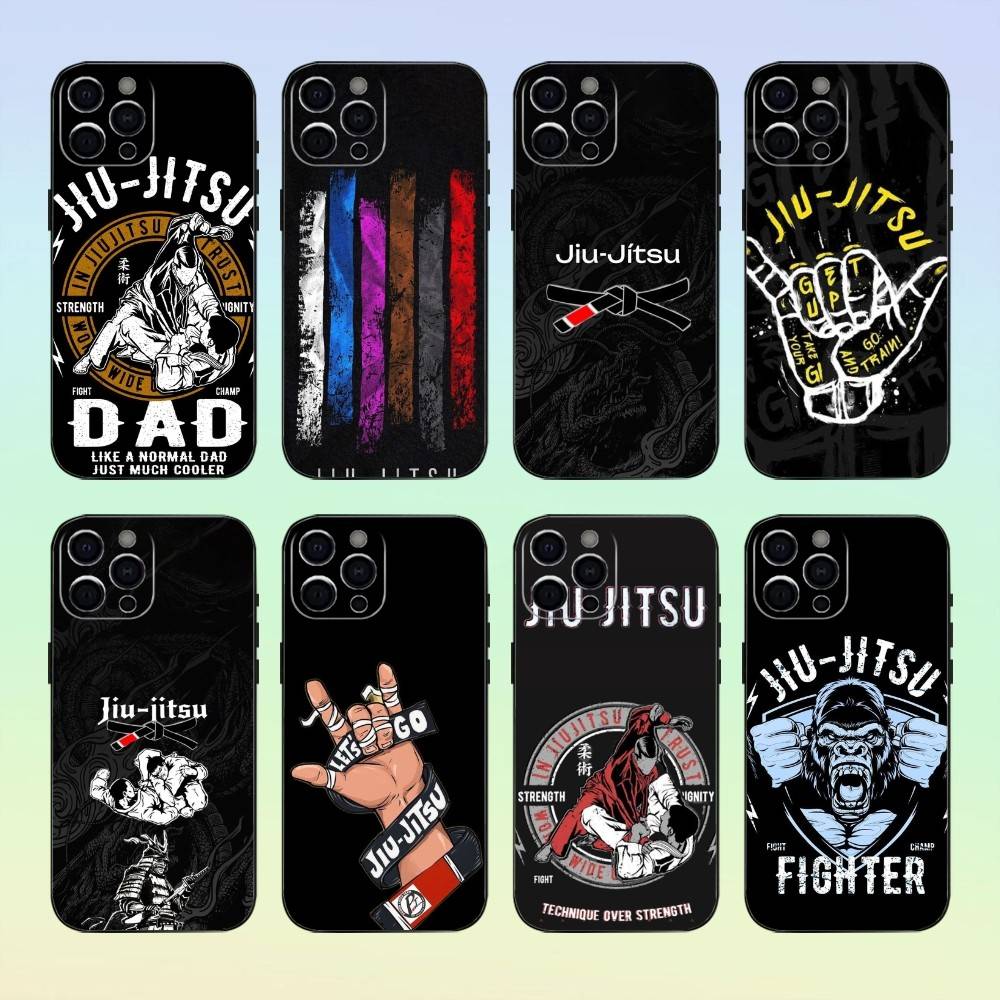 BJJ Brazilian Jiu-Jitsu Phone Case For iPhone17,16,15,14,13,12,11 Plus,Pro Max Soft Black Cover