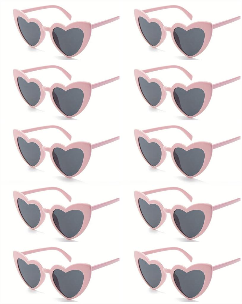 10pcs Retro Pose Love Sunglasses Female Fashion Big Face Thin Sunglasses Summer Travel Sunshade