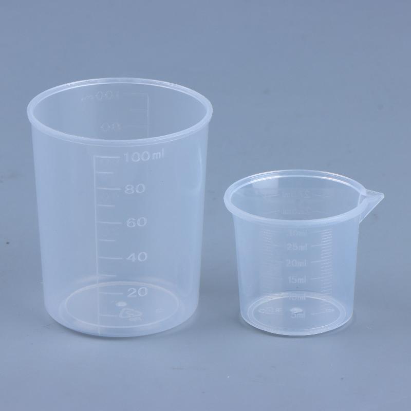 20Pcs Clear Graduated Measuring Cup Mini Plastic Laboratory Beaker Scale Graduated Transparent Mixing Cup Kitchen Baking