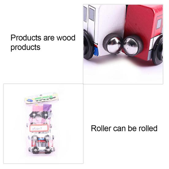 4Pcs Magnetic Wooden Miniature Train Carriage Model Developmental Kids Toy Gift