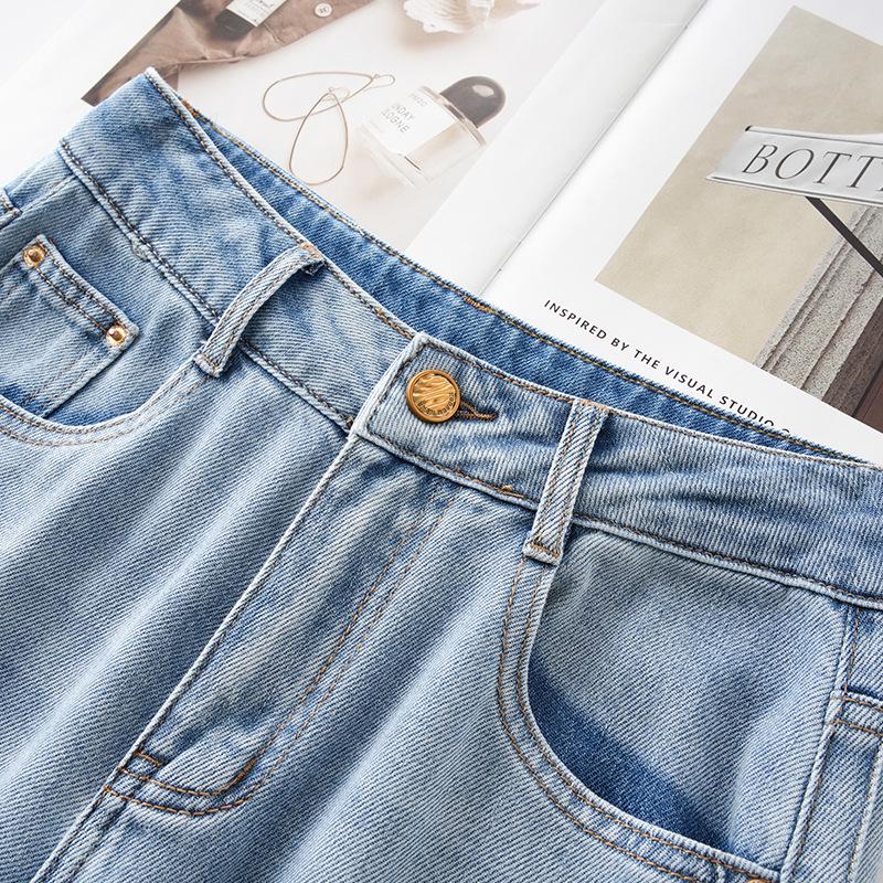 Women's Light Blue High-Waist Retro Wide-Leg Jeans - Spring 2025 Loose Straight Style