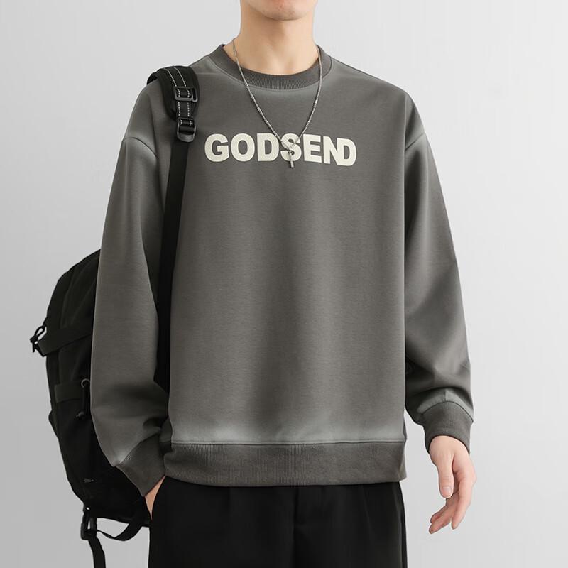 Wassup Sohot Men's Gradient Letter Long-Sleeve T-Shirt