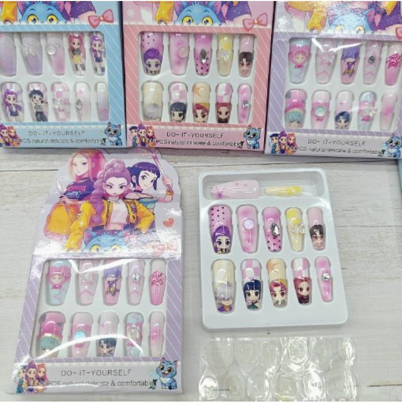 Hot Kpop Demon Hunter Girl Group Boutique Children's Girls Exquisite Wearable Nail Stickers Toy Gifts