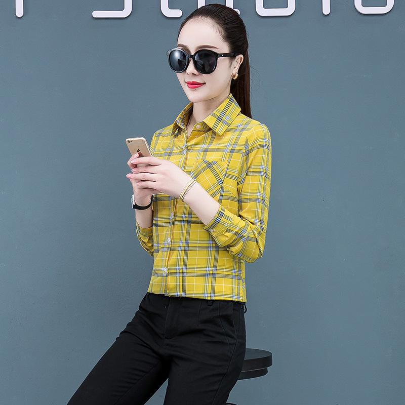 Women's Long Sleeve Retro Plaid Shirt - Korean Hong Kong Style, Loose Fit, Large Size, Spring/Autumn Casual Jacket.