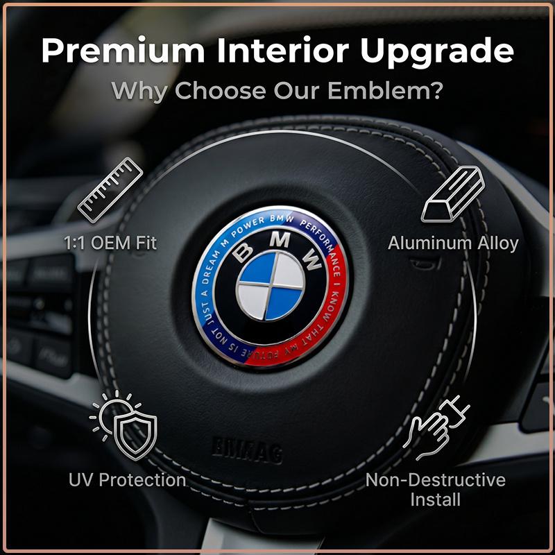 1 Pezzo Emblema Mozzo Volante Auto Rotondo Blu Bianco Logo Adesivo Distintivo Sostituzione Per BMW Tutte le Serie Accessori Interni