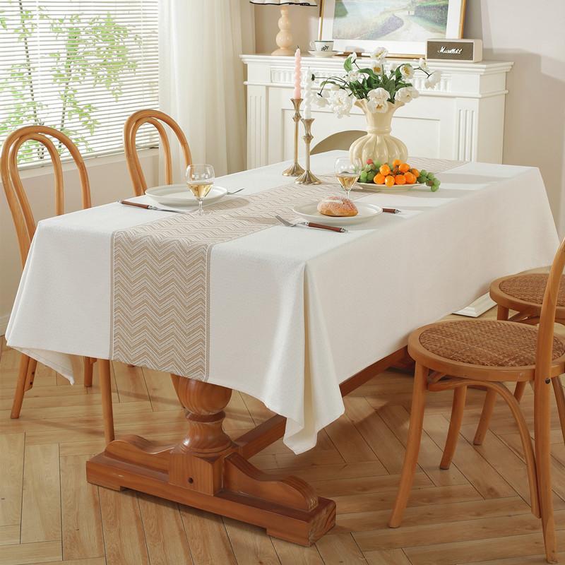 Polyester Jacquard White Coffee Retro Rhombus Geometric Rectangular Dining Table Cloth Tablecloth Coffee Table Cover Towel