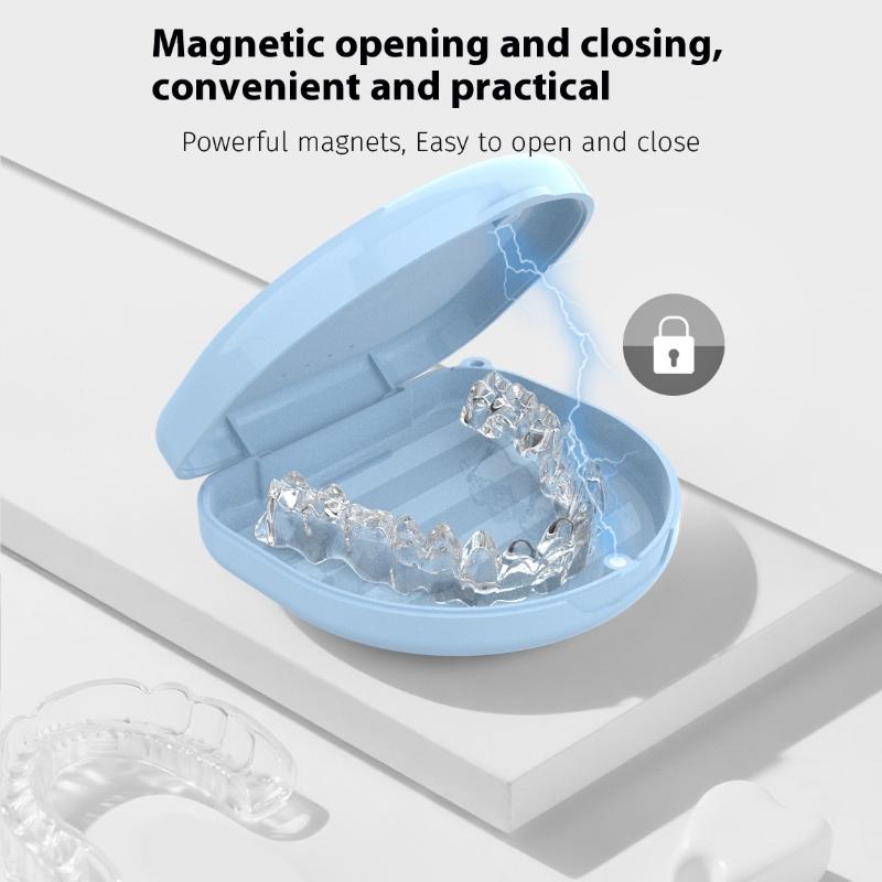 Portable Denture Tray Box Dental Retainer Box Case Plastic Teeth Container Denture Box False Teeth Protective Case With Lanyard