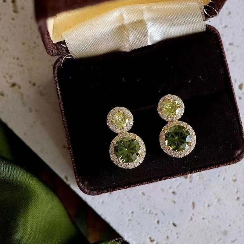 14 Silver Needle Zircon Earrings Medieval Vintage Light Luxury Stud Earrings Fashion Temperament Exquisite Earrings Women