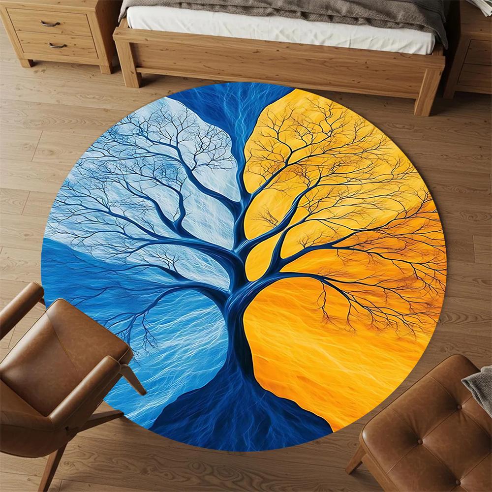 1pc tree of life Round Chair mat Area Rug - Non-Slip, Floor Mat for Office, Bedroom, and Indoor Decor -1002254