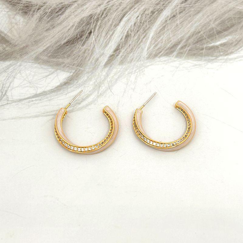 Geometric Ring Zircon Drop Glaze Folded Earrings Female золотой