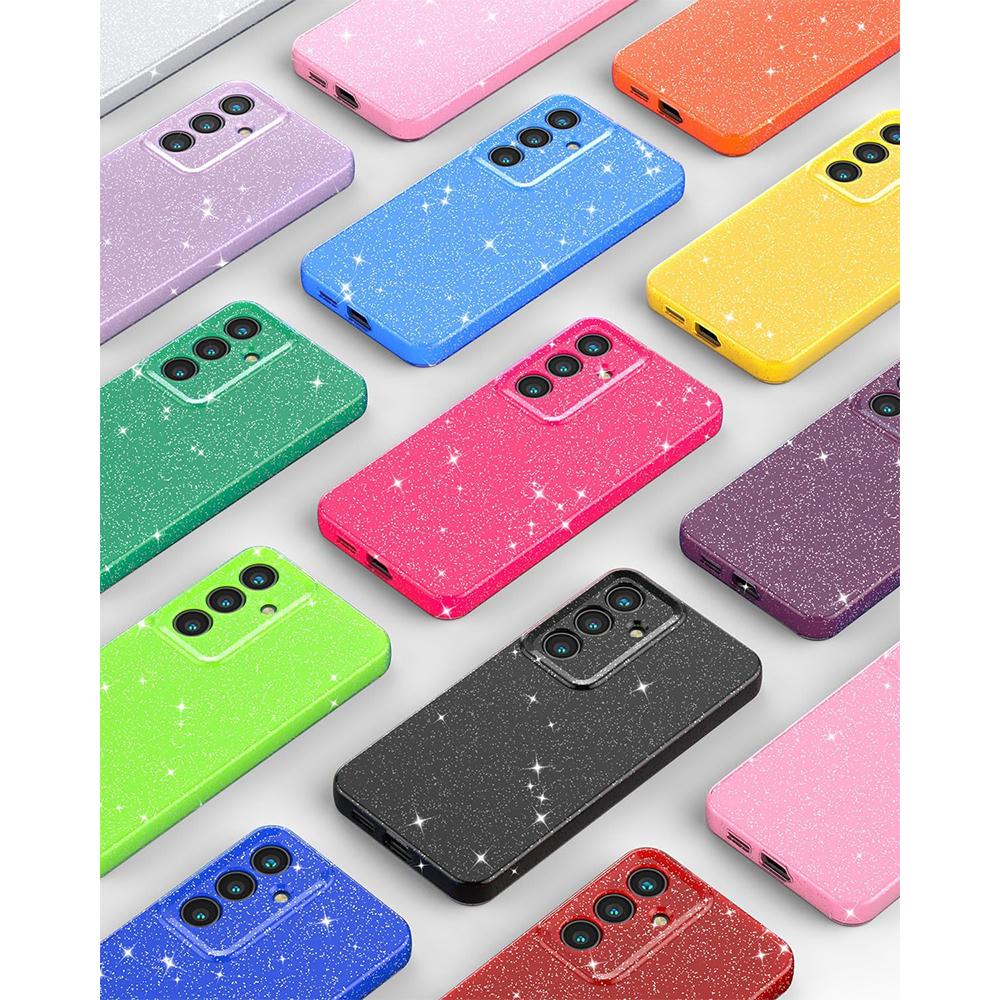 Glitter Case for Samsung Galaxy S25 Ultra S24 Plus S23 Fe A55 5G A15 Cute Sparkly Bright Color Phone Cover Women Girls Shiny Bling Accessories Pink