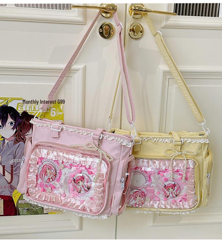 Süße Schleife Transparente Crossbody-Tasche - Große Kapazität JK Süßes Mädchen Abzeichen Tasche