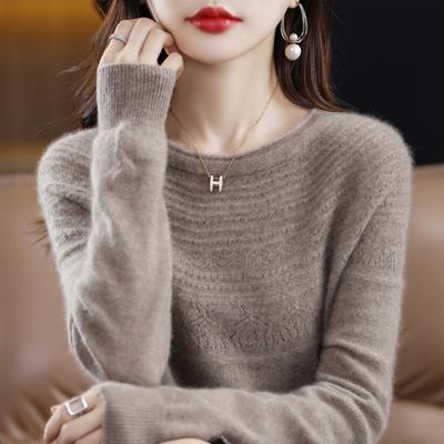 Grace Comfort Autumn Winter Female Mock-Neck Cashmere 100% Merino Wool Twisted Sweater Women Knitted Pullover Fashion Loose ClothingTops