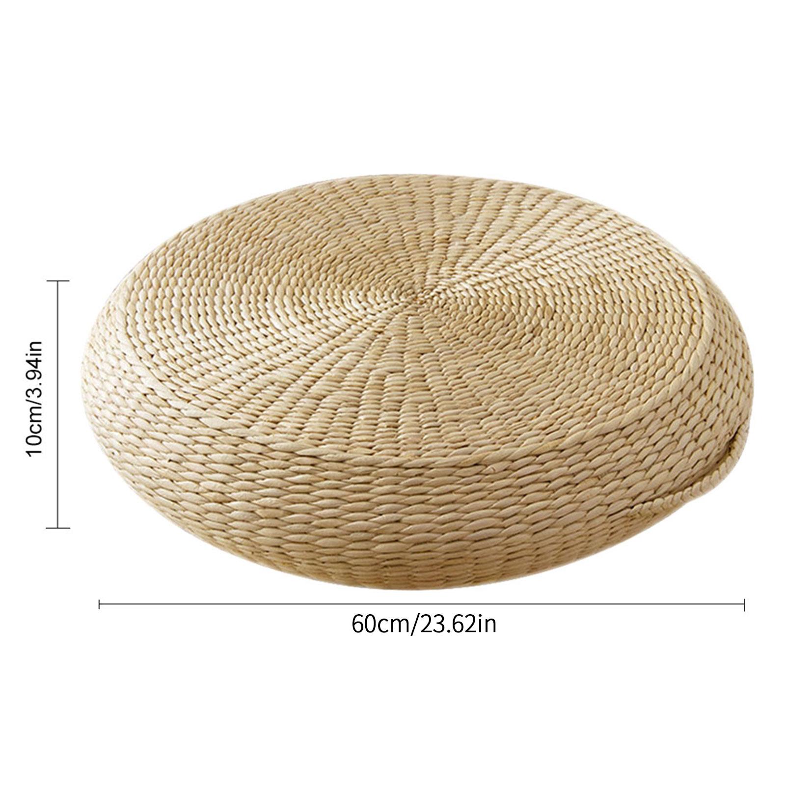 

45/50/60 см Татами Коврик из плетеной соломы Подушка Круглая Йога Круг Высококачественный Натуральный Коврик из рогоза Подушки для пола Подушка для стула 60cm бежевый