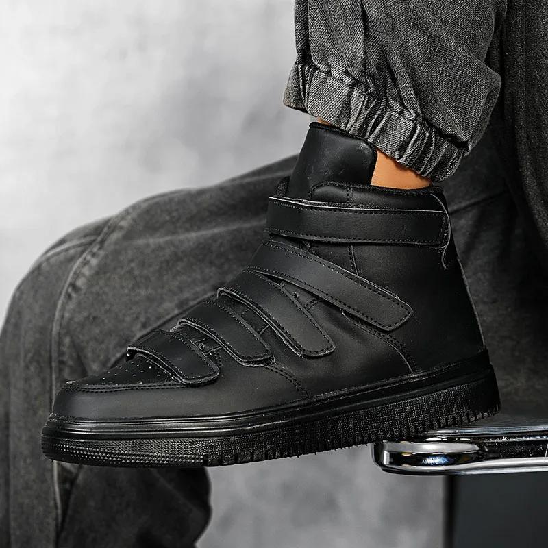 Herren Atmungsaktive High Top Skateboard Schuhe Lässige Rutschfeste Sportschuhe Damen Plateau Versteckt Erhöhende Leder Sneakers