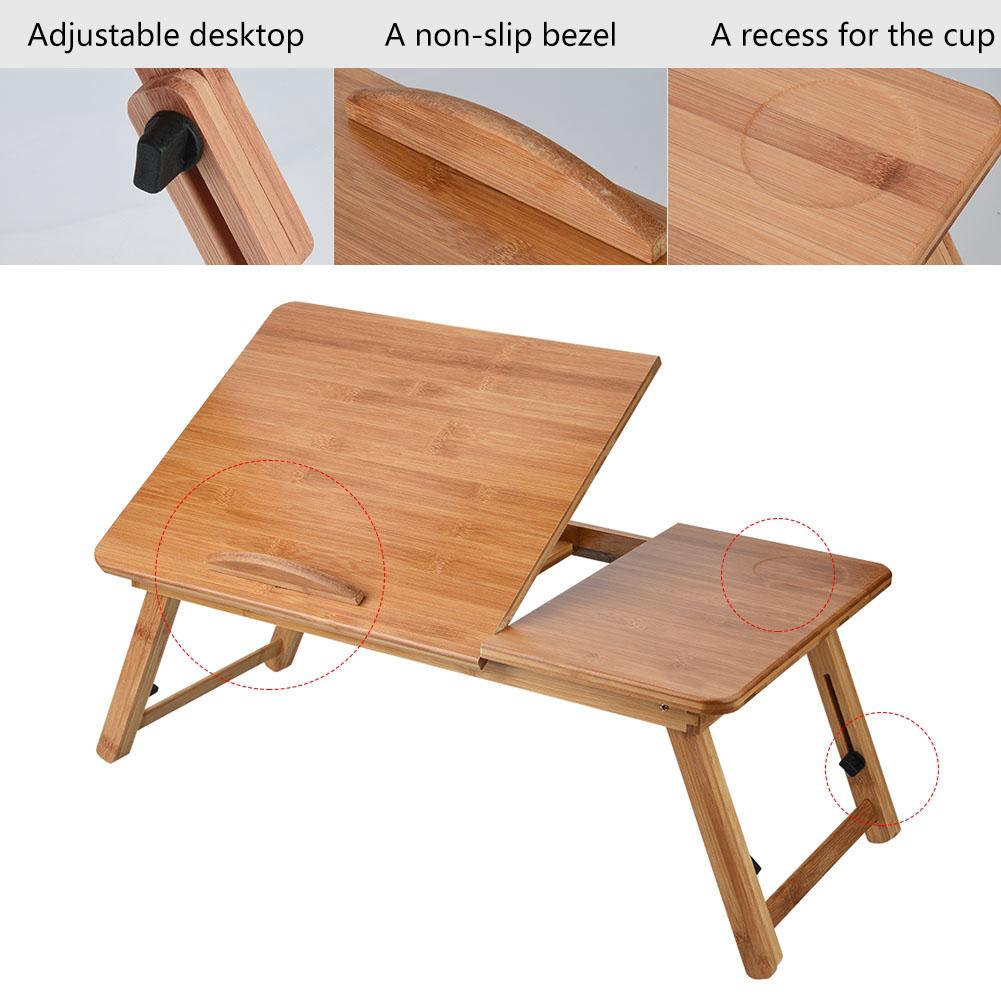 Taşınabilir Katlanabilir Ahşap Bambu Bilgisayar Dizüstü Bilgisayar Masası Kanepe Yatak Dizüstü Bilgisayar Standı 50*30