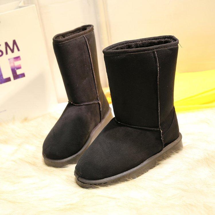 Zapatos invierno talla grande botas de nieve terciopelo botas medianas botas cálidas una pieza mujer