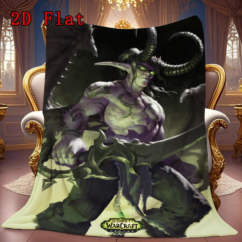 Illidan Leader of the Night Elves 2D Flat Pattern Flannel Blanket High quality All Seasons Warmth and Comfort Perfect for Christmas Gifts.DMT0925504