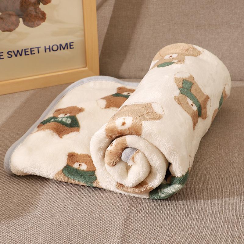 Pets autumn and winter anti-cold and warm sleeping blankets puppies coral fleece quilts dog supplies Cappuccino bear