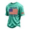 T-shirt da uomo vintage lavata con scollo rotondo a maniche corte, maglietta grafica stampata Semi-Quincentennial 1776-2026, design bandiera USA, vestibilità casual
