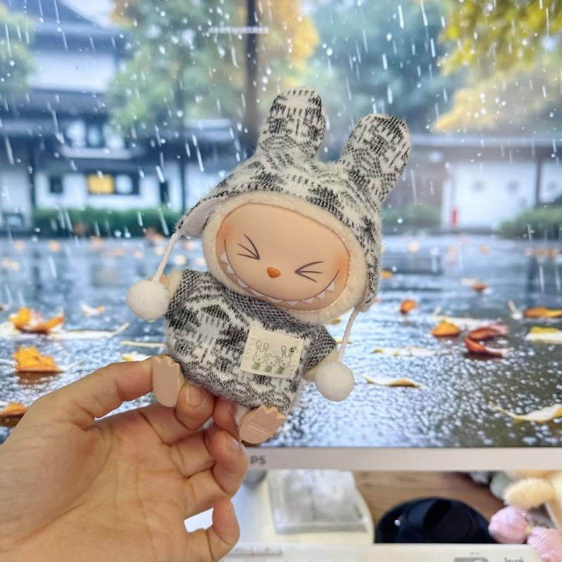 Only clothes for 15-17CM LABUBU v1v2 doll clothes outfit striped series sweater autumn and winter clothes for manual ear-drooping rabbit