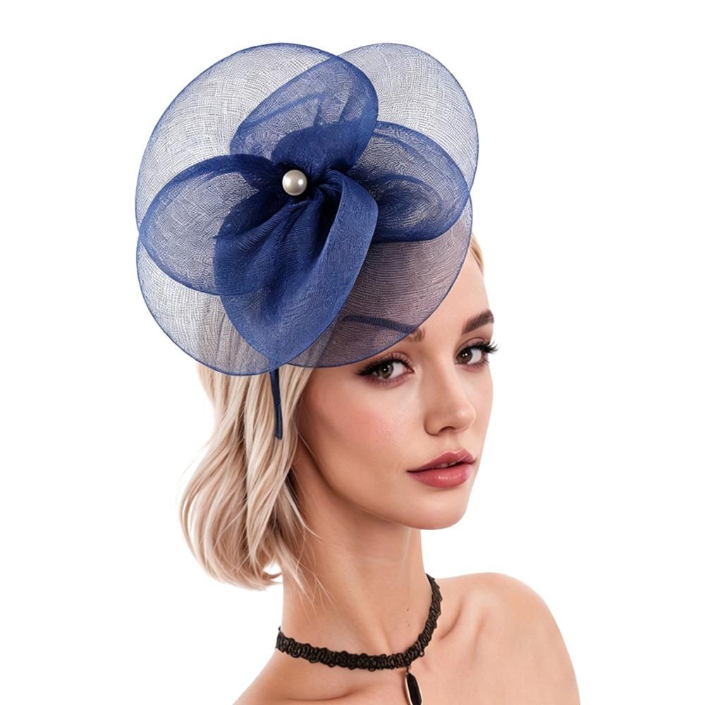 

Multipurpose Women Headband Mesh Tea Party Headwear Fashion Fascinator Hat Bridal Wedding темно-синий