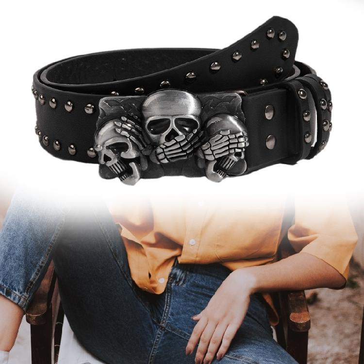 Skull Buckle Grunge Punk Waist Belt Modern Buckle for Jeans Dress Unsiex