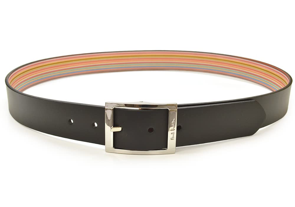 Paul Smith Dwustronny Pasek Skórzany z Paskowanym Regulowanym eps22w201 M1A 7542X Wzór Męski, Rozmiar, AMUSTR, Czarny/Wielokolorowy