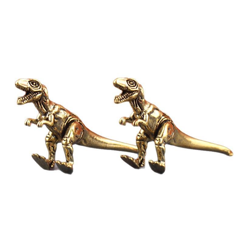 Brass Tyrannosaurus Rex Statue - Realistic Dinosaur Sculpture for Office Desk Decor, Tea Pet, Dinosaur Collector's Gift