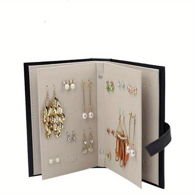 1pc Creative Book Shape PU Leather Earrings Storage Bag Earrings Studs Eadrops Organizer Portable Storage Bag Large Capacity