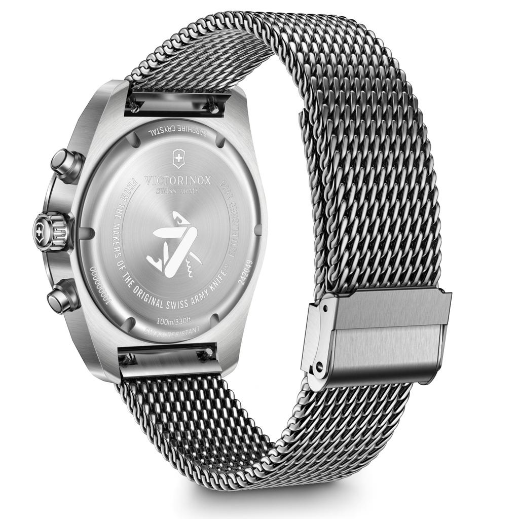 VICTORINOX SWISS ARMY Chronograph Analog Waterproof Quartz Blue Mesh Stainless Steel Case Interchangeable Brand New Blue 242049 Men's Watch, Movement,