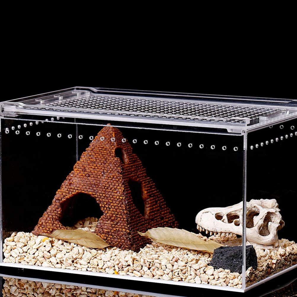 POPETPOP Reptile Case, Transparent Reptile Cage, Breeding Container for Small Animals, Turtles, and Amphibians, 25x15x15cm