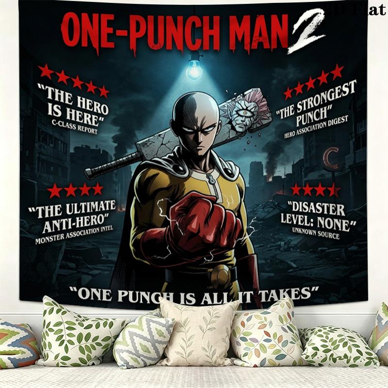 Onepunch Man Wall Tapestry Aesthetic Wall Hanging Printed Fabric Blanket Decorative Tapestries For Bedroom Living Room Home Decor