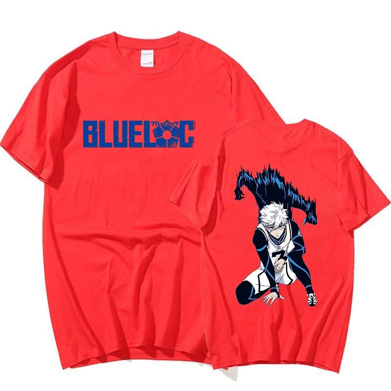 

2025 Men s brand new anime blue lock character print 100% pure cotton short-sleeved T-shirt, neutral hip-hop clothing top 4XL