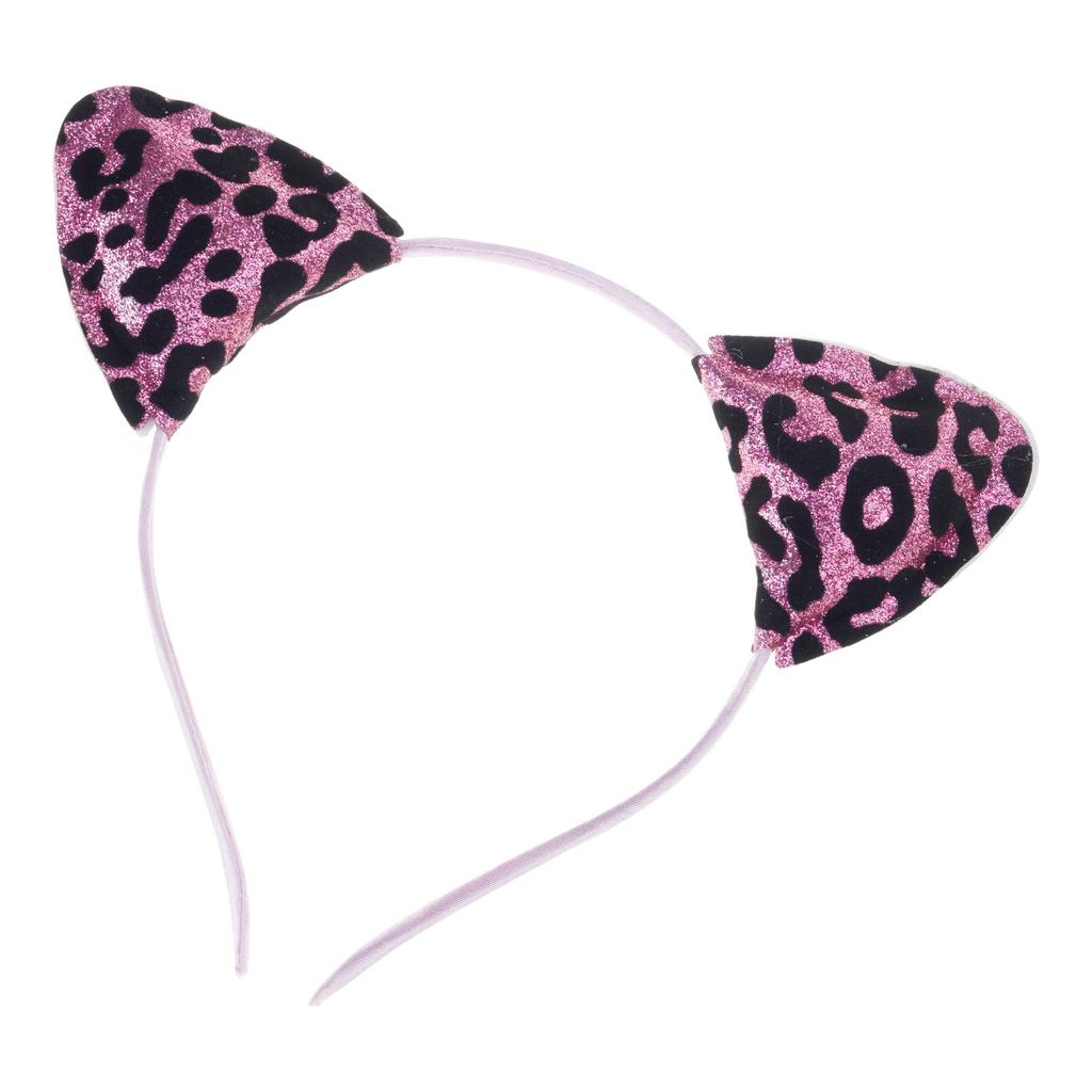Leopard Cats Ear Headband for Casual and Formal Funny Glittering Ear Hairband Roleplay Supply Halloween Props Hairband