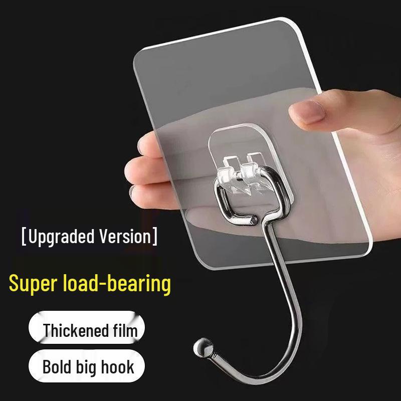 Transparent Seamless Adhesive Hooks - Strong Load Bearing for Home, Kitchen & Bathroom