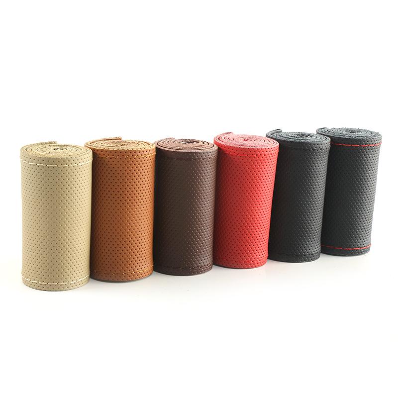 Hand-Sewn Leather Steering Wheel Cover - Universal, Stylish, Non-Slip Design
