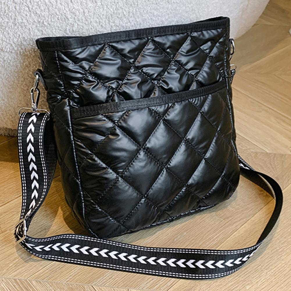 Dámská prošívaná crossbody taška Nastavitelná taška na rameno s širokým popruhem Diamond Lattice Taška přes rameno Polstrovaná Stylová taška Messenger